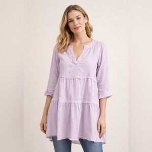 Heidi Klein Light Lavender 100% soft Linen mini dress S